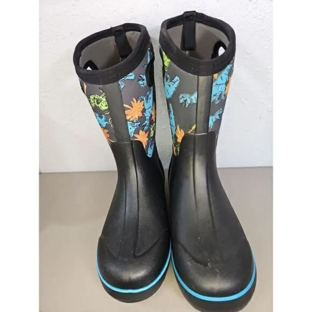 Bogs Classic II Dinosaur Kid's Rain Boots, Black‎ Multi, K2 Size Youth 6